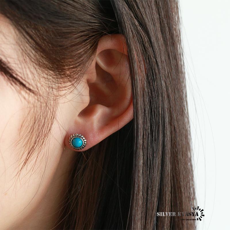 両耳 2点 シルバー925 ターコイズピアス シルバーピアス メンズ
