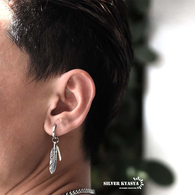 シルバー925 ピアス アレルギー対応 片耳 フープピアス 925 ダブル