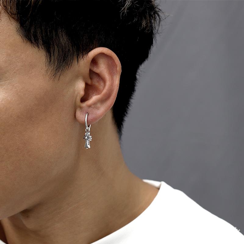 シルバー925 クロスピアス フープピアス ゴシック 十字架 シルバー