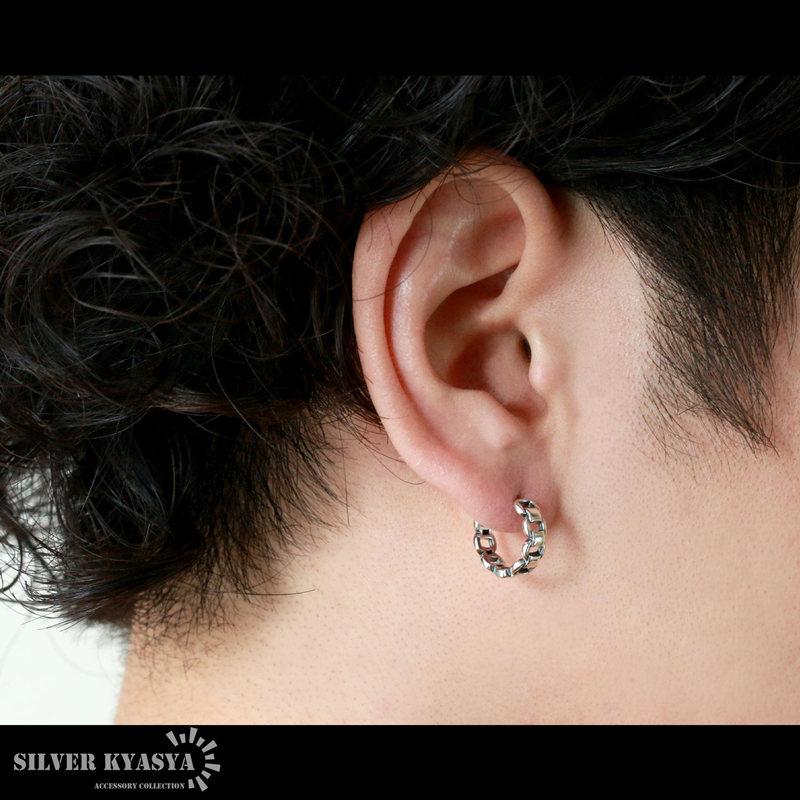 チェーンピアス シルバー925 チェーンモチーフ 鎖 フープピアス アレルギー対応 片耳用 18G｜kyasya｜03