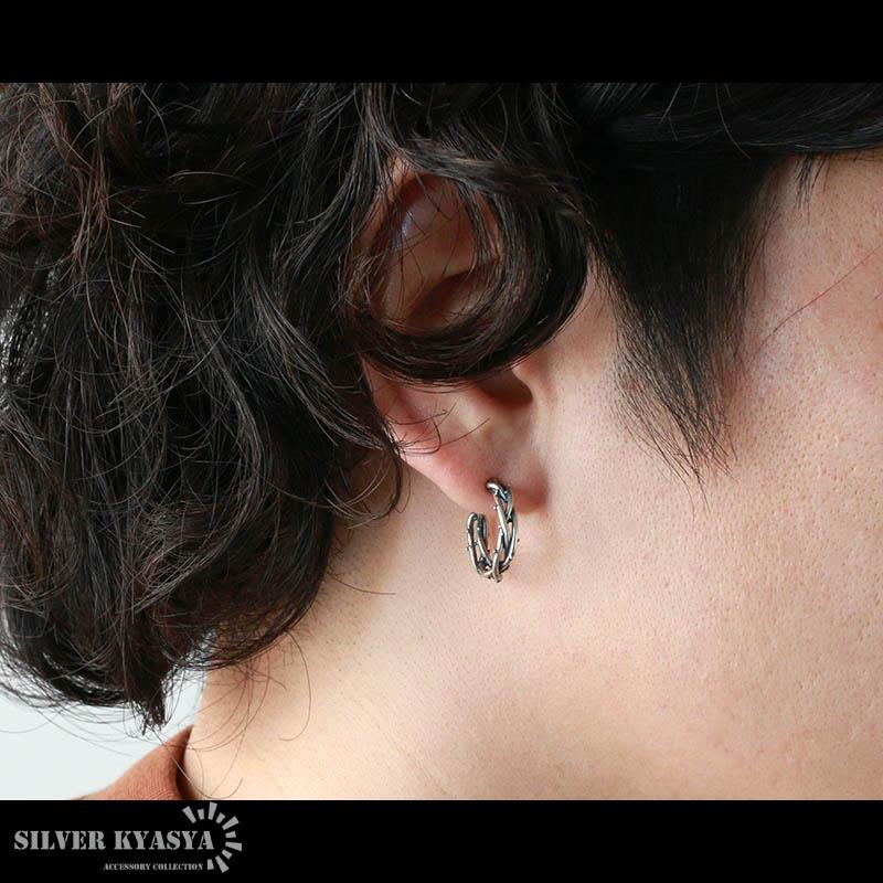 茨ピアス シルバー925 18G フープピアス モチーフ アレルギー 茨ピアス シルバー925 18G フープピアス モチーフ アレルギー