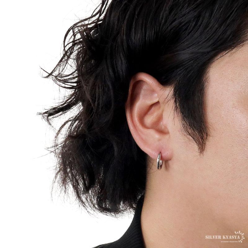 シルバーフープピアス 2個セット フープピアス メンズ レディース 両耳 2色セット 金属アレルギー対応