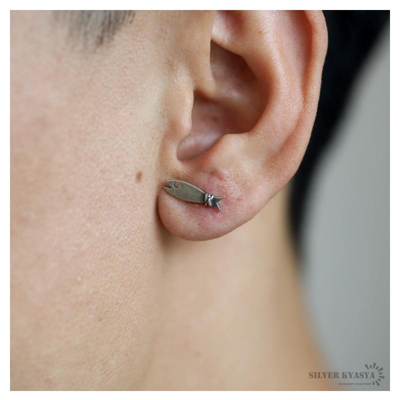 シルバー925 スタッドピアス メンズ シルバー フィッシュピアス 魚  