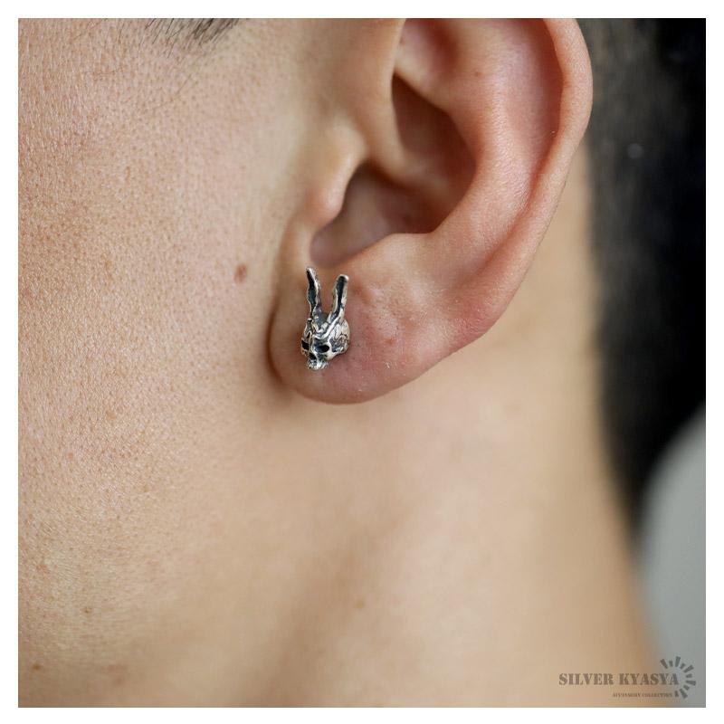 シルバー925 スタッドピアス メンズ シルバー ラビットスカルピアス  