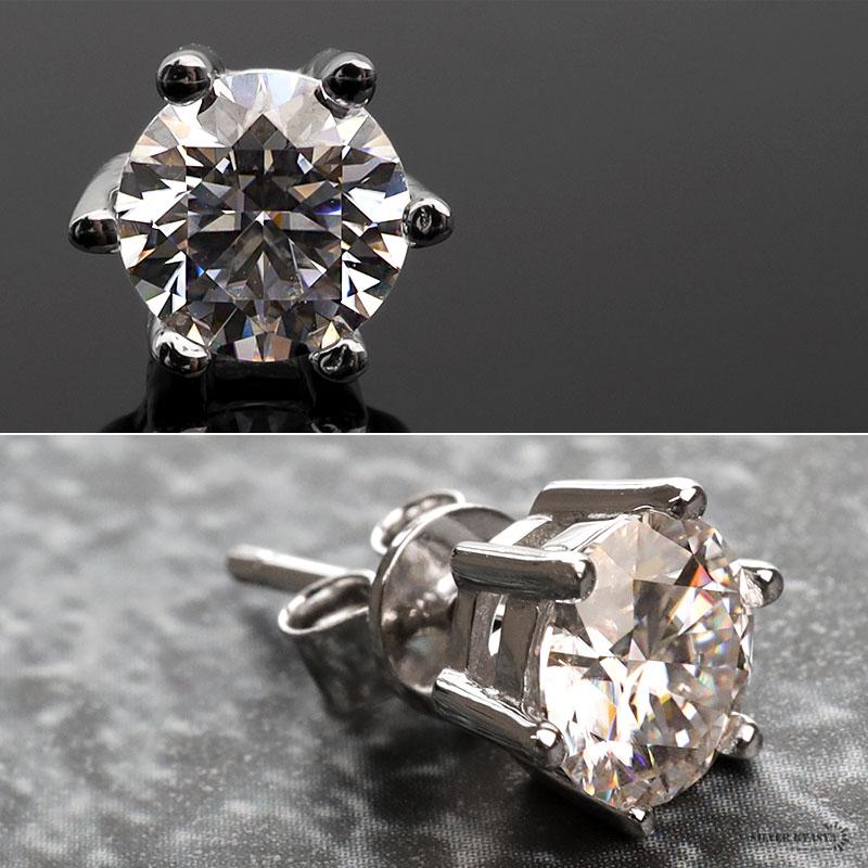 モアサナイト メンズ シルバー925 スタッドピアス シルバーピアス 一粒