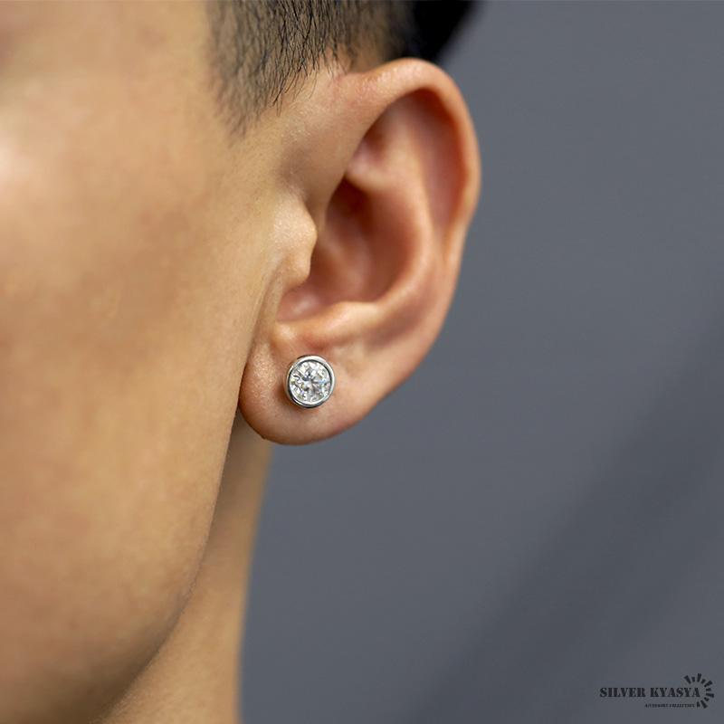 一粒 ピアス メンズ モアサナイト 1.0ct シルバー925 スタッド 一粒 ピアス メンズ モアサナイト 1.0ct シルバー925 スタッド