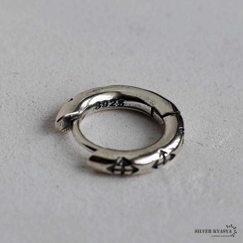 クロス フープピアス シルバー925 メンズ silver 十字 イヤリング 金属