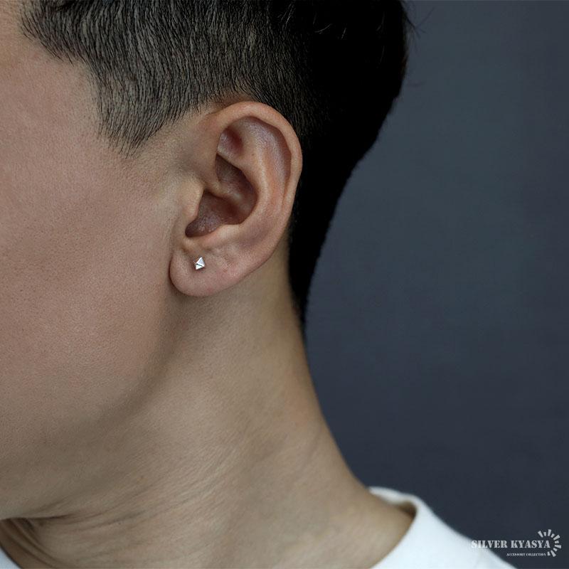 スタッズピアス シルバー925 メンズ スタッドピアス シルバー スクエア