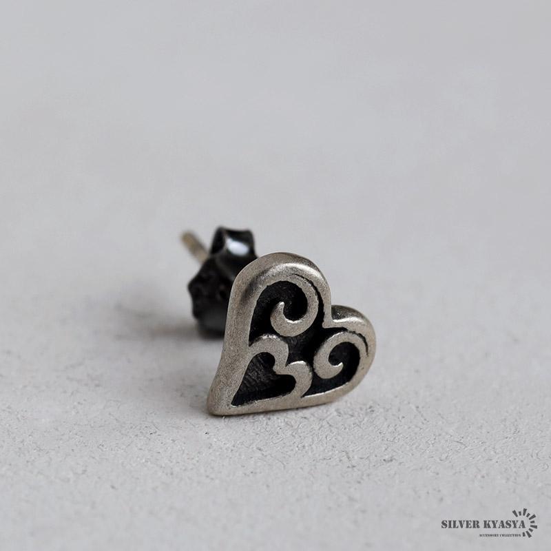 ネイティブ ハートピアス シルバー925 メンズ スタッドピアス シルバー