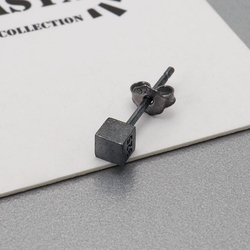 シルバー925 キューブピアス スタッドピアス 四角 ブラック black