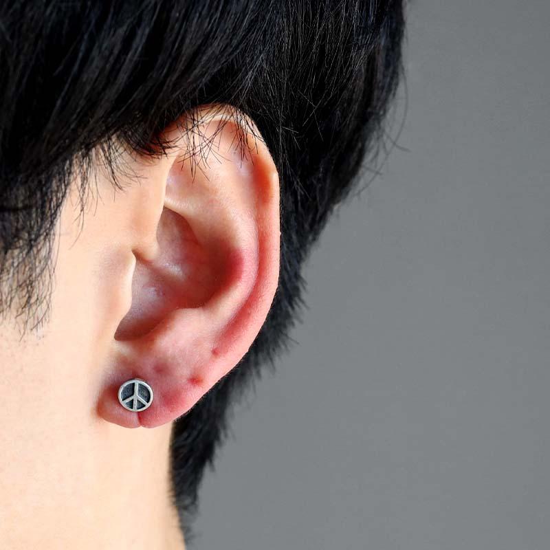 シルバー925 ピースマークピアス 平和 シンボルピアス スタッドピアス