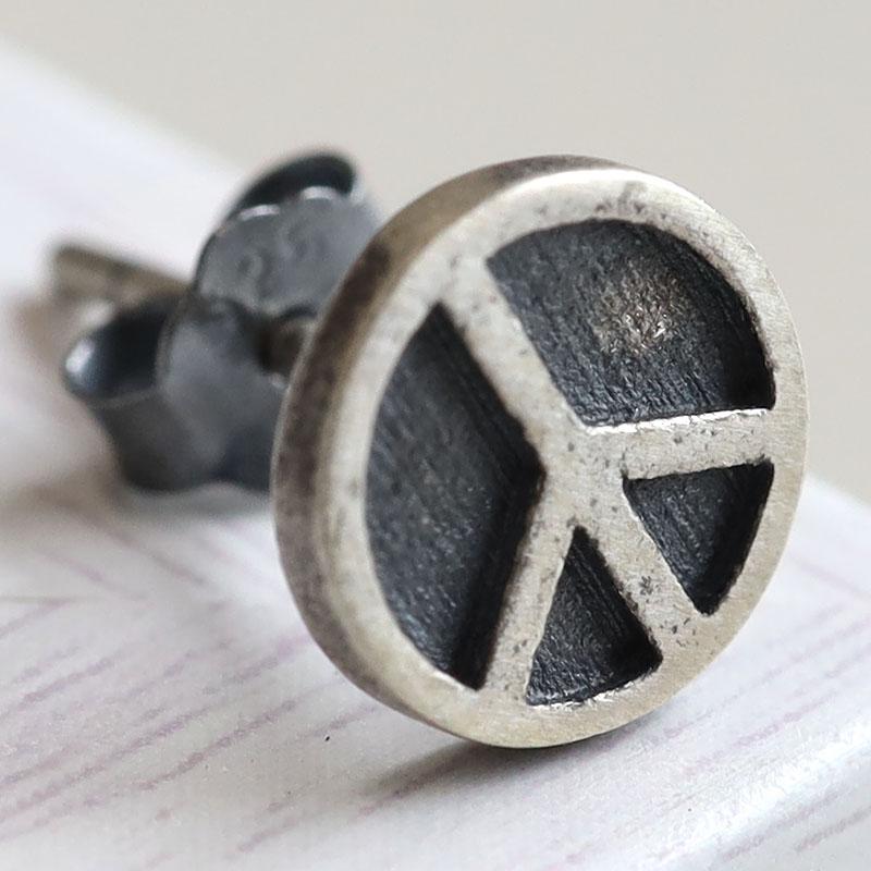 シルバー925 ピースマークピアス 平和 シンボルピアス スタッドピアス
