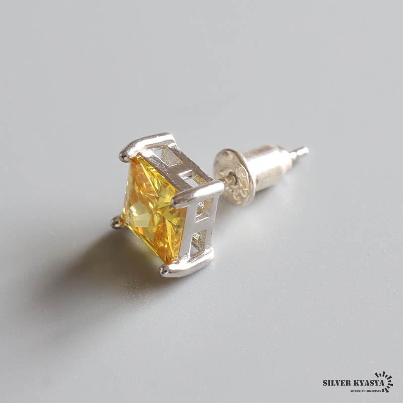 シルバー925 シトリンピアス イエロー 一粒ピアス ストーン シルバー925 シトリンピアス イエロー 一粒ピアス ストーン