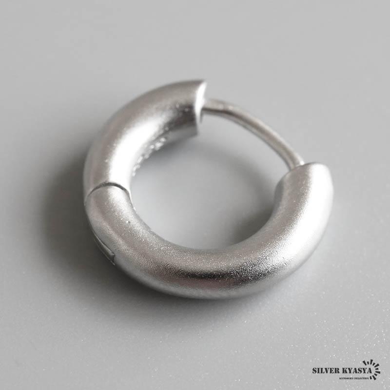 シルバー925 つや消しピアス マットピアス ワイド 小ぶり フープピアス