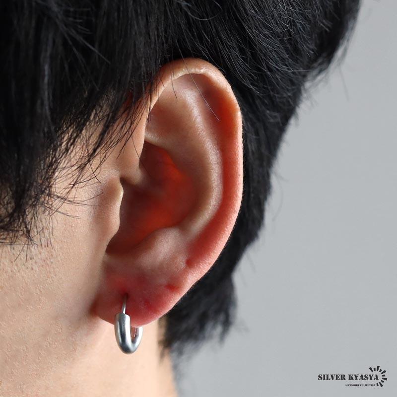 シルバー925 つや消しピアス マットピアス ワイド 小ぶり フープピアス