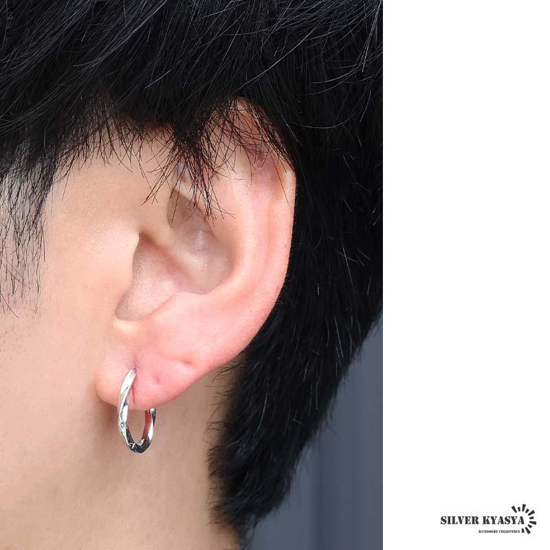 シルバー925 ツイストピアス ひねり フープピアス ニュアンスピアス