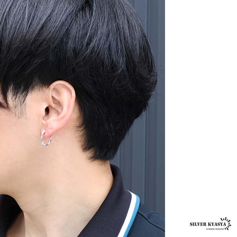 シルバー925 ツイストピアス ひねり フープピアス ニュアンスピアス