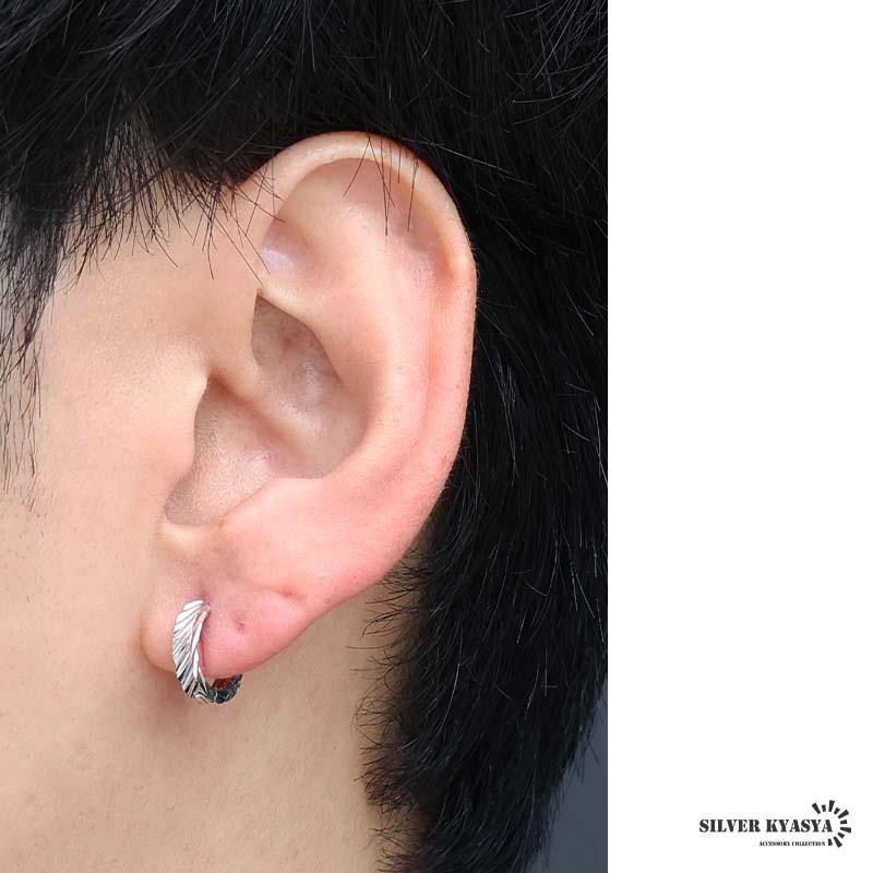 シルバー925 カットピアス ギザギザ 斜め フープピアス シルバーピアス