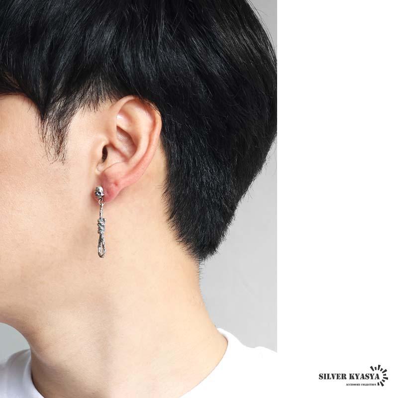 シルバー925 スカルピアス ロープ アンティークピアス ドクロ シルバー