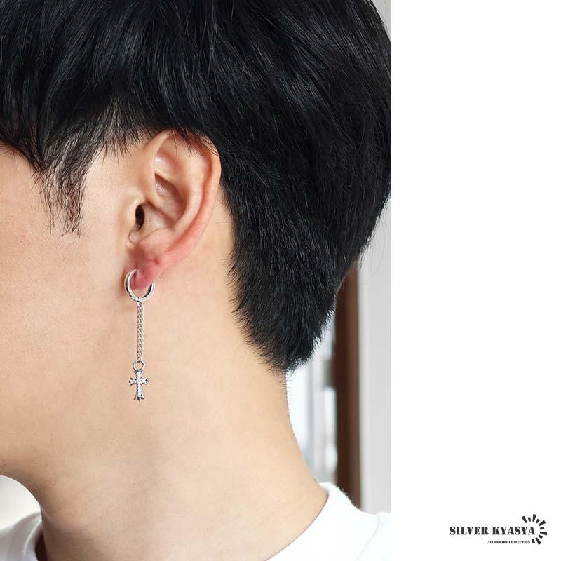 シルバー925 クロスピアス チェーンピアス ドロップピアス フープ