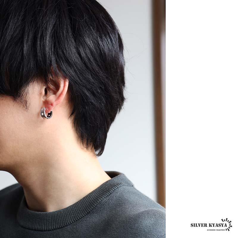 シルバー925 唐草ピアス アラベスク フープピアス 太め シルバーピアス