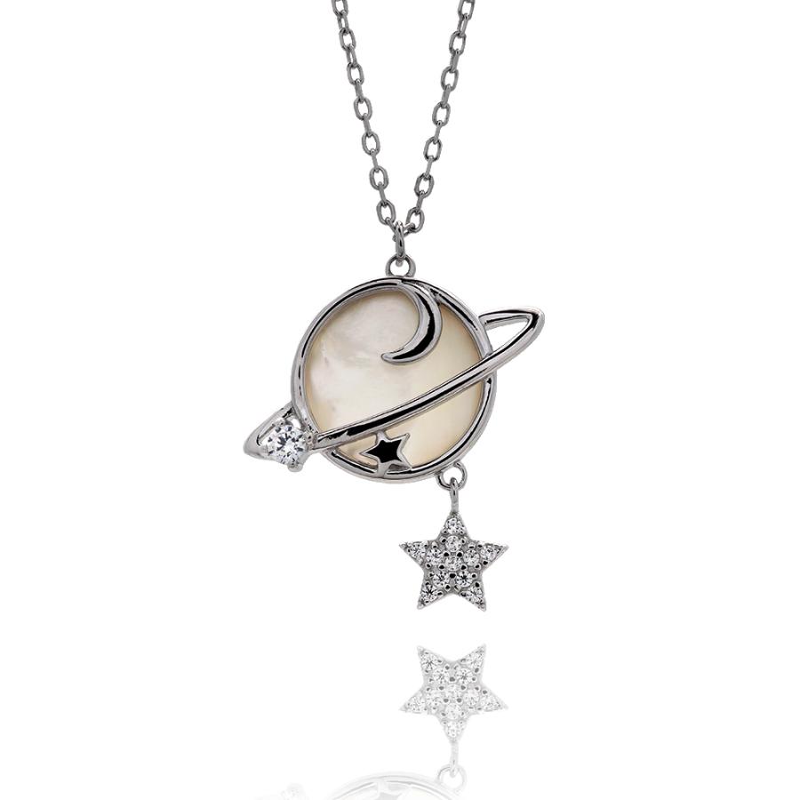 惑星デザイン ネックレス シルバー色 2個で10％OFF 3個で20％OFFクーポン／FILL HEARTS ネックレス シルバー