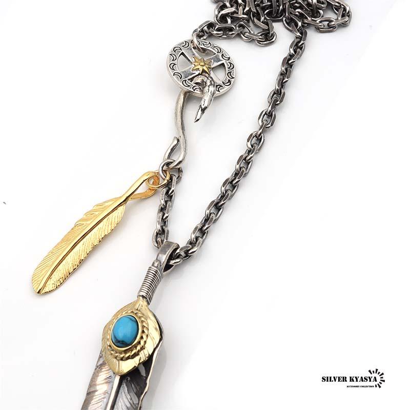 複数買いで最大300円OFFクーポン／シルバー925 フェザーネックレス