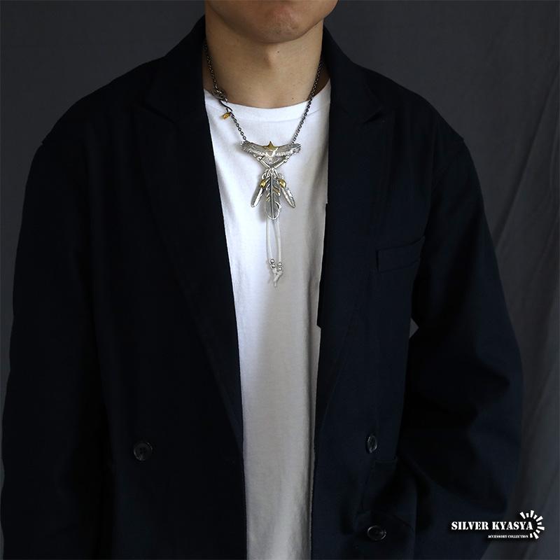 シルバー925素材 イーグルネックレス フェザーネックレス シルバー製
