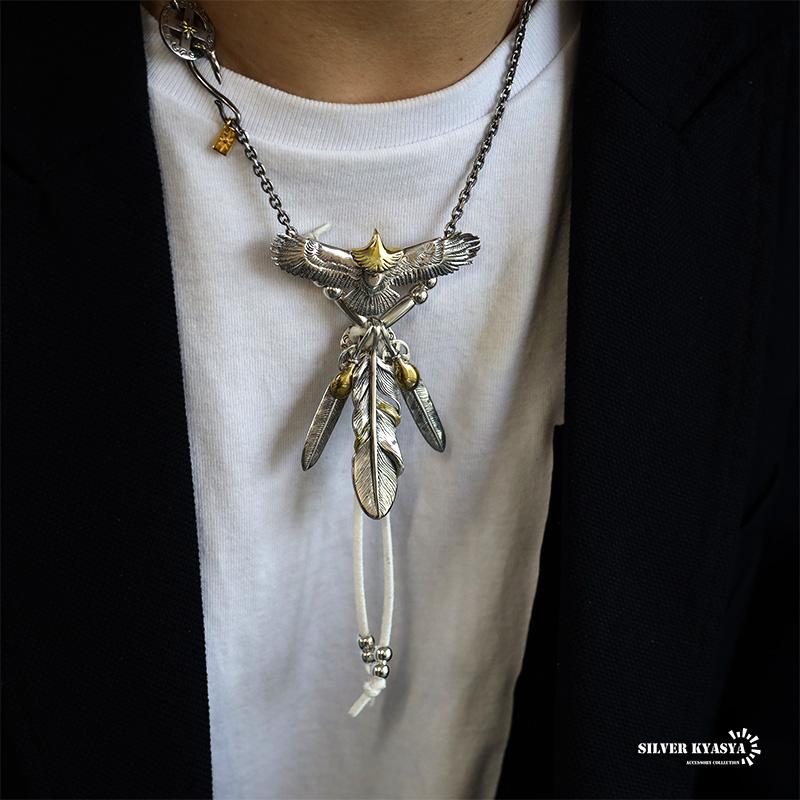 シルバー925素材 イーグルネックレス フェザーネックレス シルバー製