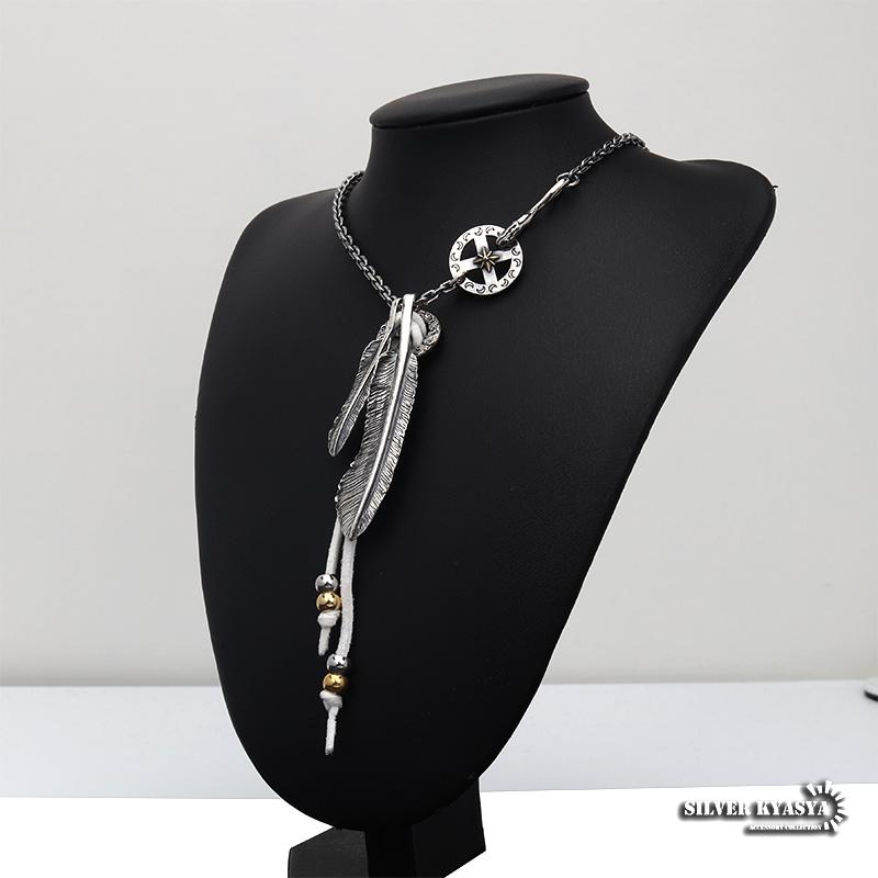 ＼2個で10％OFF 3個で20％OFFクーポン／シルバー925素材 ダブルフェザーネックレス 唐草 燻 羽根ネックレス 繊細 完成度高い 作りが丁寧 専用BOX付属 爆買の画像