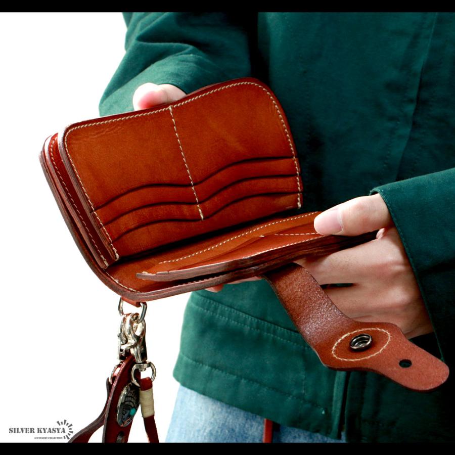 本革 レザーウォレット 深堀り カービング 牛革 二つ折り ネイティブ