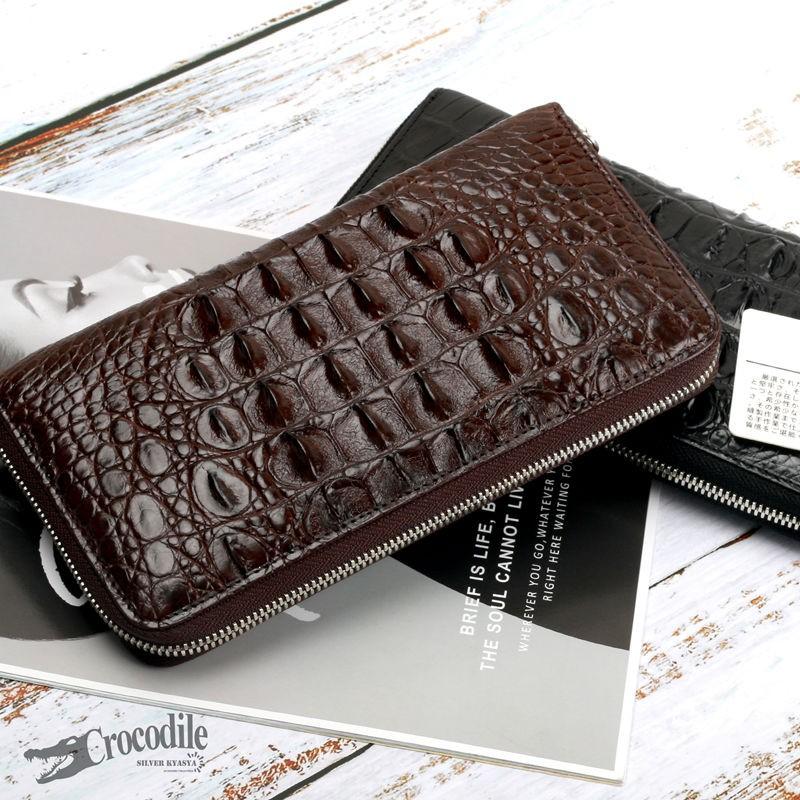 クロコダイル 本革 ワニ 長財布 ウォレット ラウンドファスナー ホーン