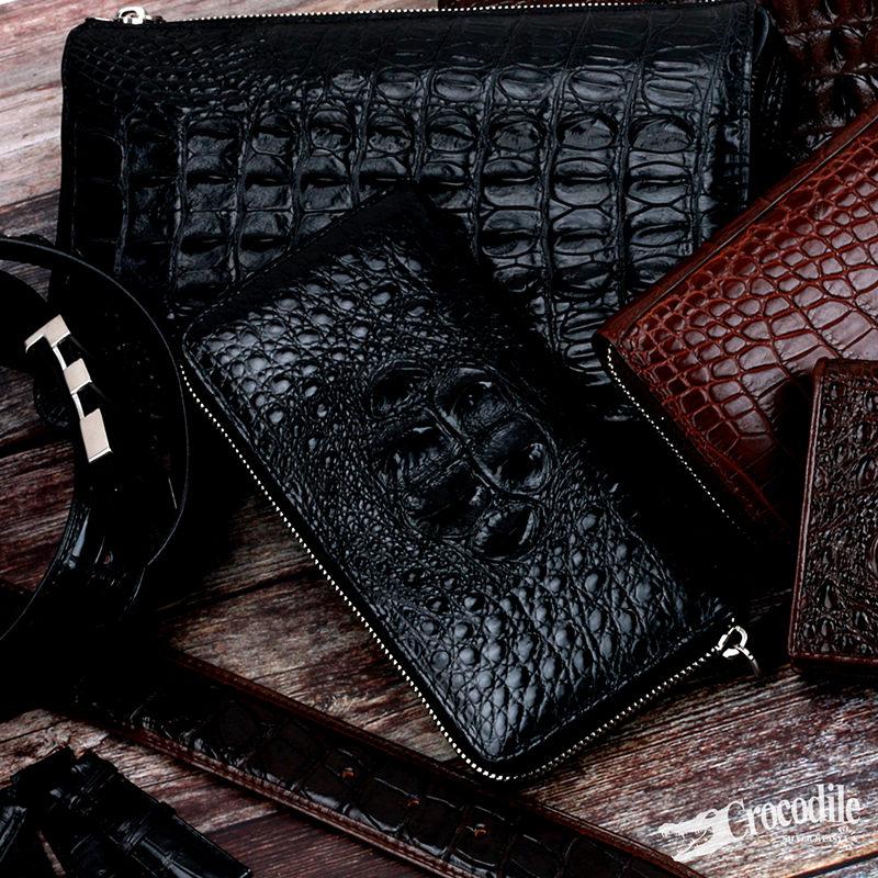 クロコダイル 本革 ワニ ベルト ステンレス 留め具 バックル クラウン