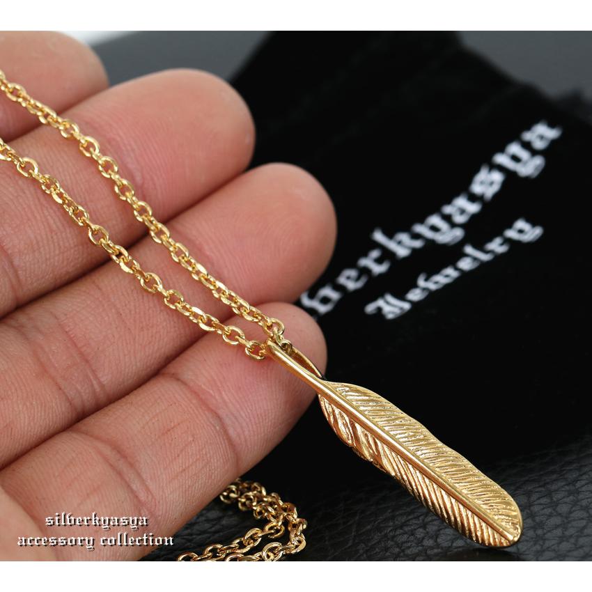 金18KGP ステンレス素材 フェザーネックレス レデース メンズ 細め