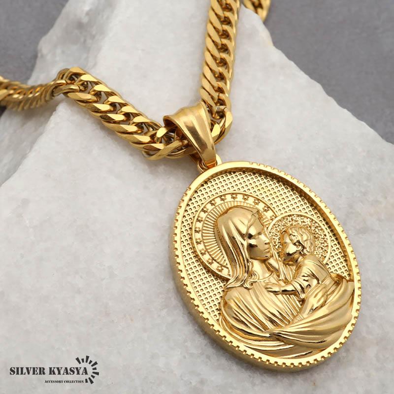 ステンレス HIPHOPネックレス ゴールド 6面カットダブル喜平チェーン 