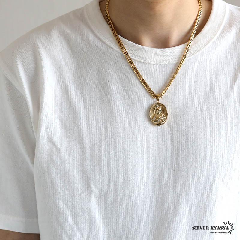 ステンレス HIPHOPネックレス ゴールド 6面カットダブル喜平チェーン