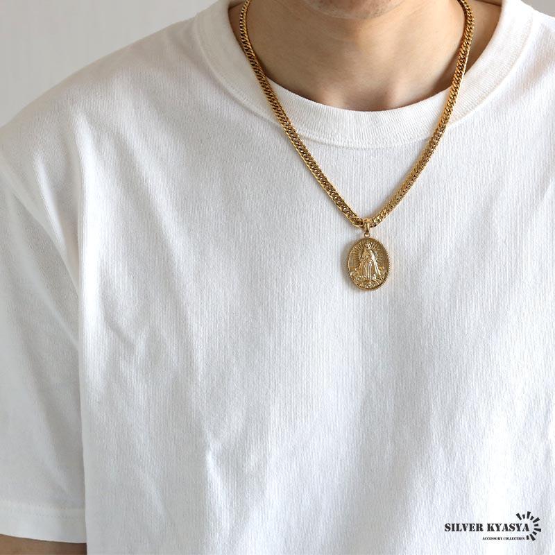 ステンレス HIPHOPネックレス ゴールド 6面カットダブル喜平チェーン