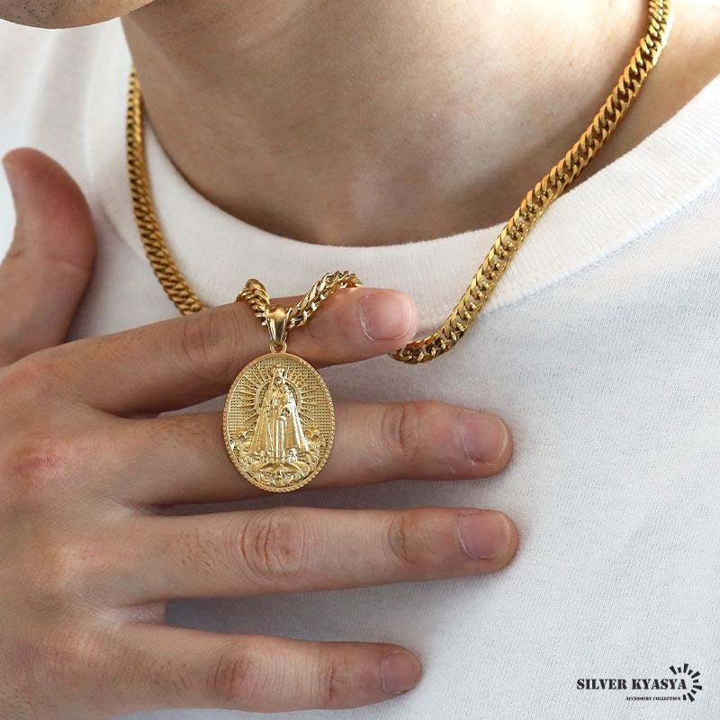 ステンレス HIPHOPネックレス ゴールド 6面カットダブル喜平チェーン