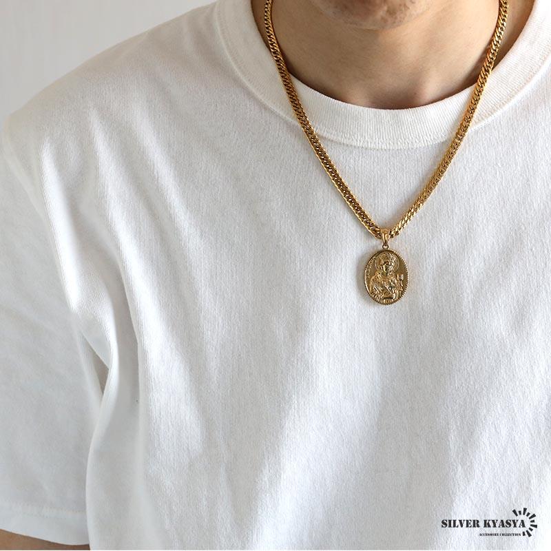 クーポンで10％OFF ステンレス HIPHOPネックレス ゴールド 6面カット