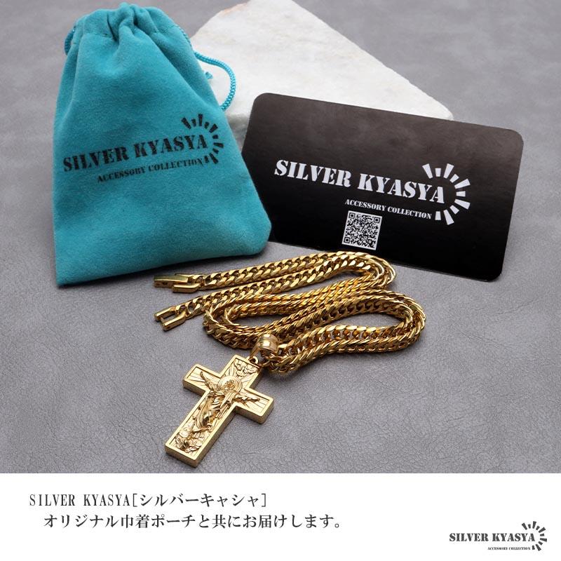 ステンレス HIPHOPネックレス ゴールド 6面カットダブル喜平チェーン