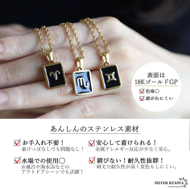 12星座ネックレス プレートネックレス ゴールド ブラック レディース