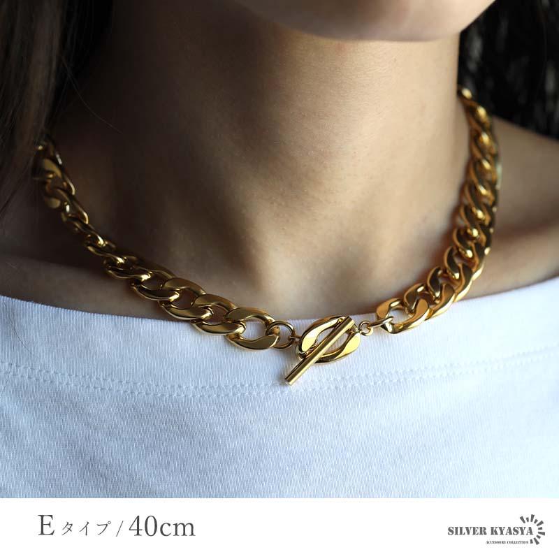 ステンレス 選べる5type マンテルネックレス チェーンネックレス 幅広