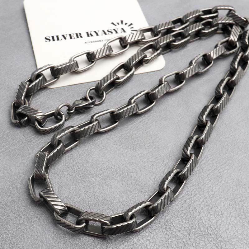 ステンレス ブラック ごつめ チェーンネックレス 黒 メンズ ネックレス