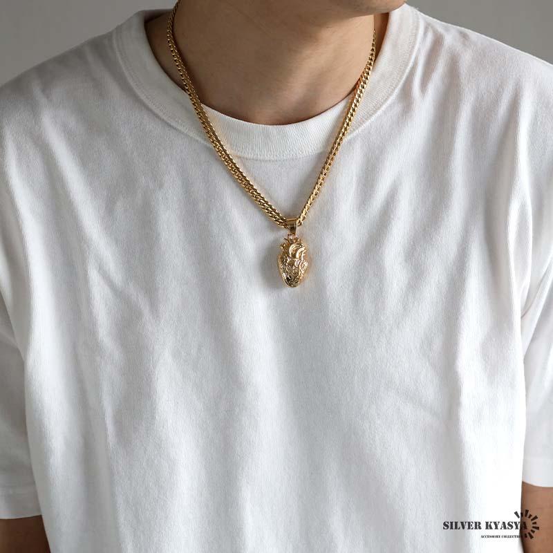 ステンレス ハートネックレス 心臓 ペンダントネックレス ごつめ