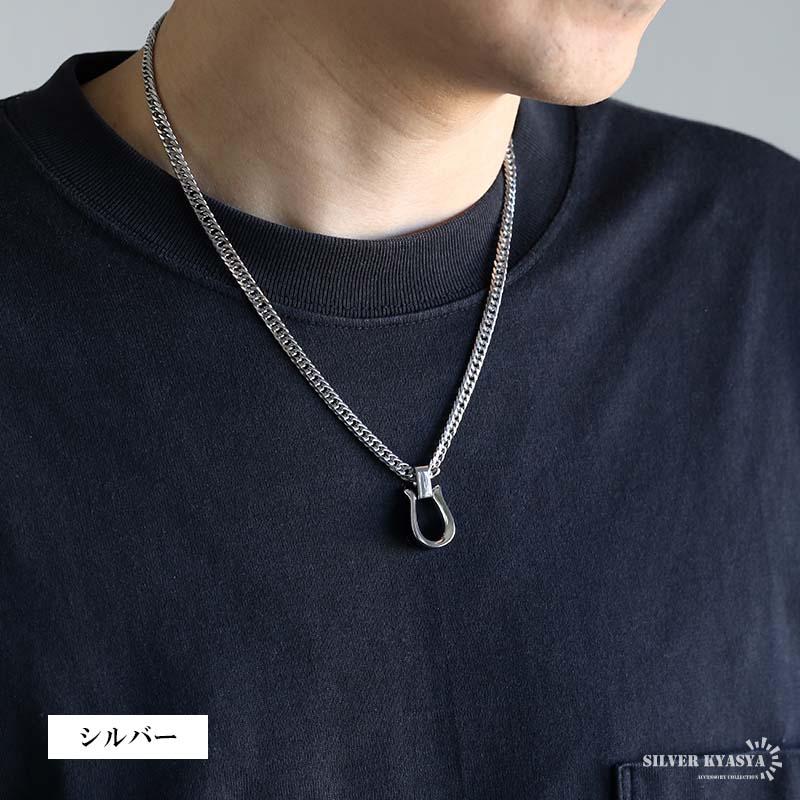 ステンレス 馬蹄ネックレス ホースシューネックレス ダブル喜平