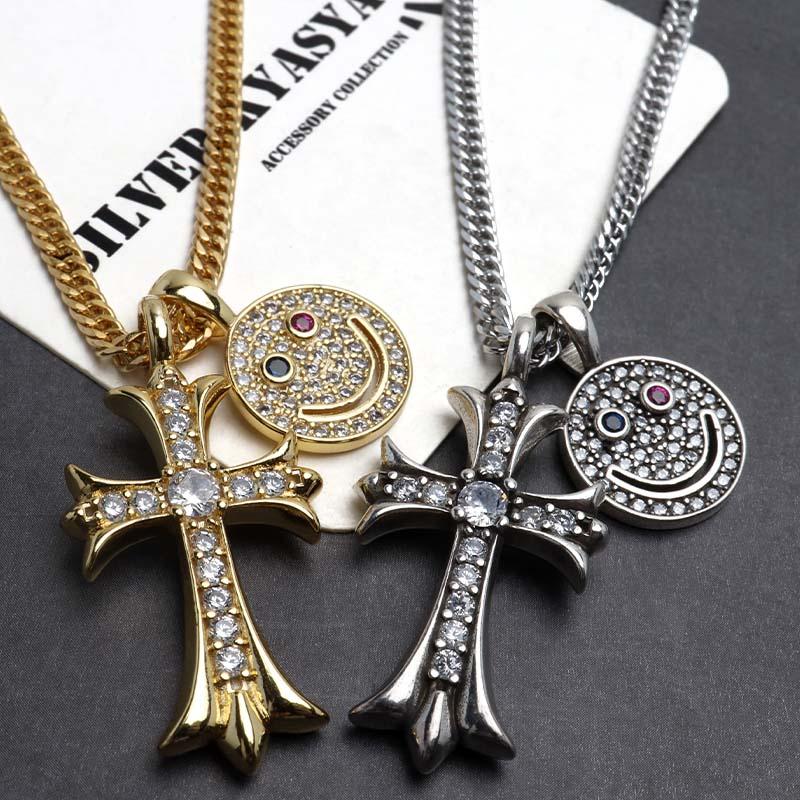 複数買いで最大30％OFFクーポン／ステンレス クロスネックレス ニコ