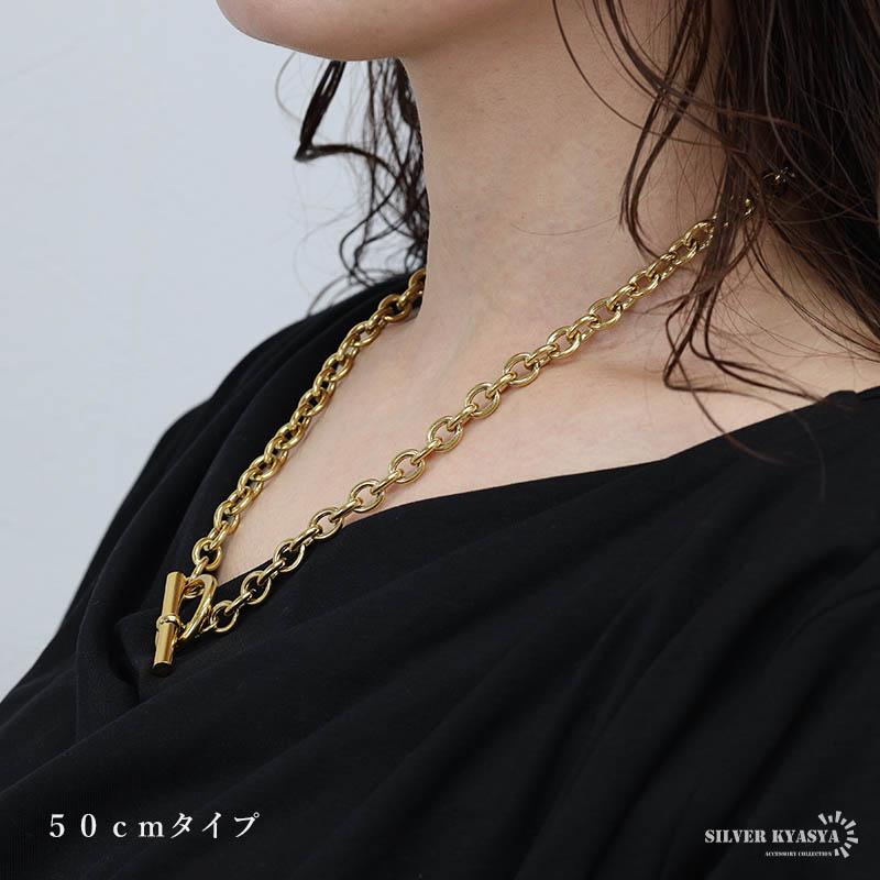 ステンレス マンテルネックレス チェーンネックレス 18KGP ゴールド 4