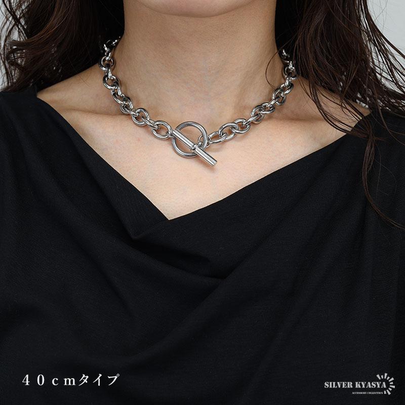 ステンレス マンテルネックレス ごつめ 小豆 チェーンネックレス 18KGP
