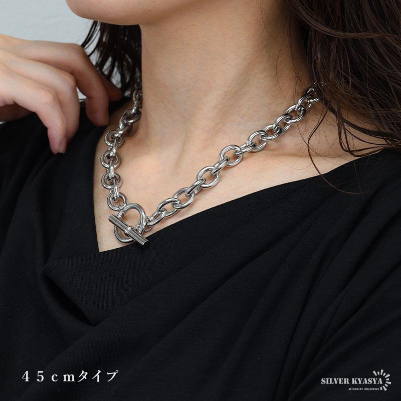ステンレス マンテルネックレス ごつめ 小豆 チェーンネックレス 18KGP