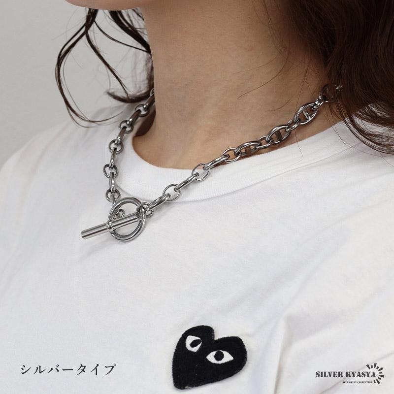 ステンレス マンテルネックレス アンカー チェーンネックレス 18KGP